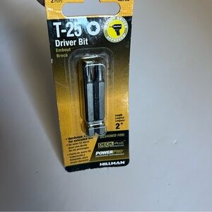 Hillman T-25 Impact Driver Bits 2” (2-Pack) New